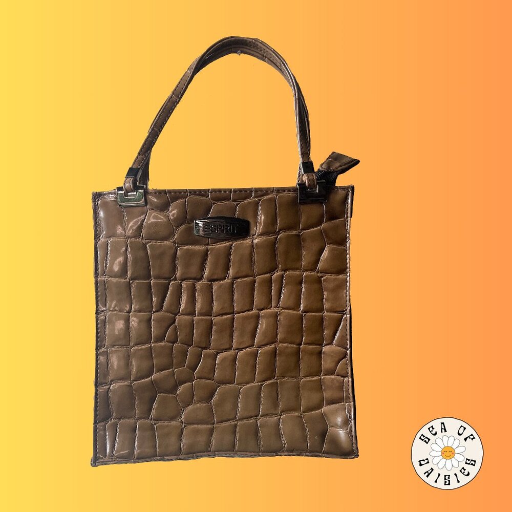 Vintage Y2K faux reptile Esprit small mini handbag in brown